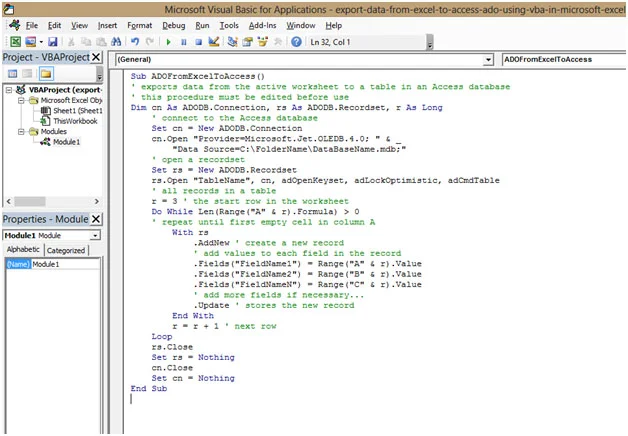 Unübersichtlicher VBA-Code im Visual-Basic-Editor einer MS Access-Anwendung
